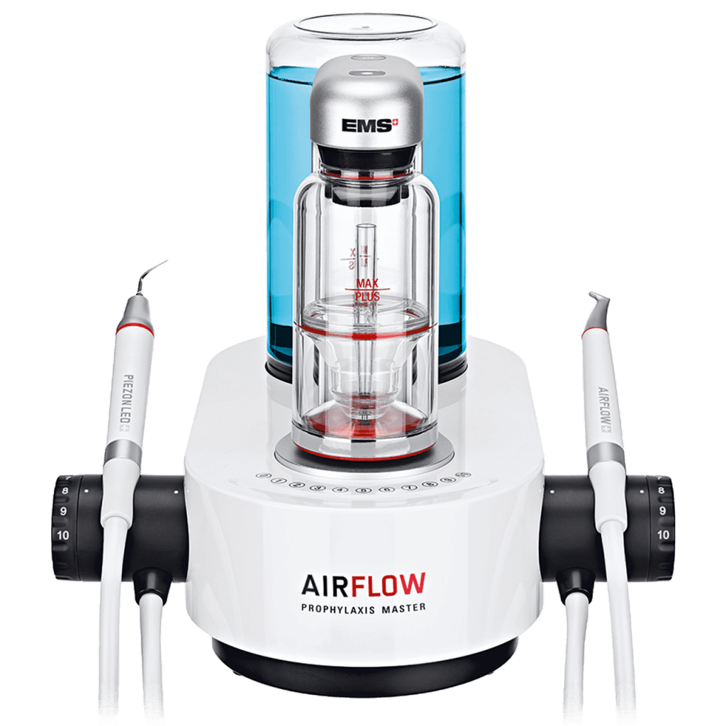 Afbeelding van het EMS Airflow apparaat voor pijnrije gebitsreiniging